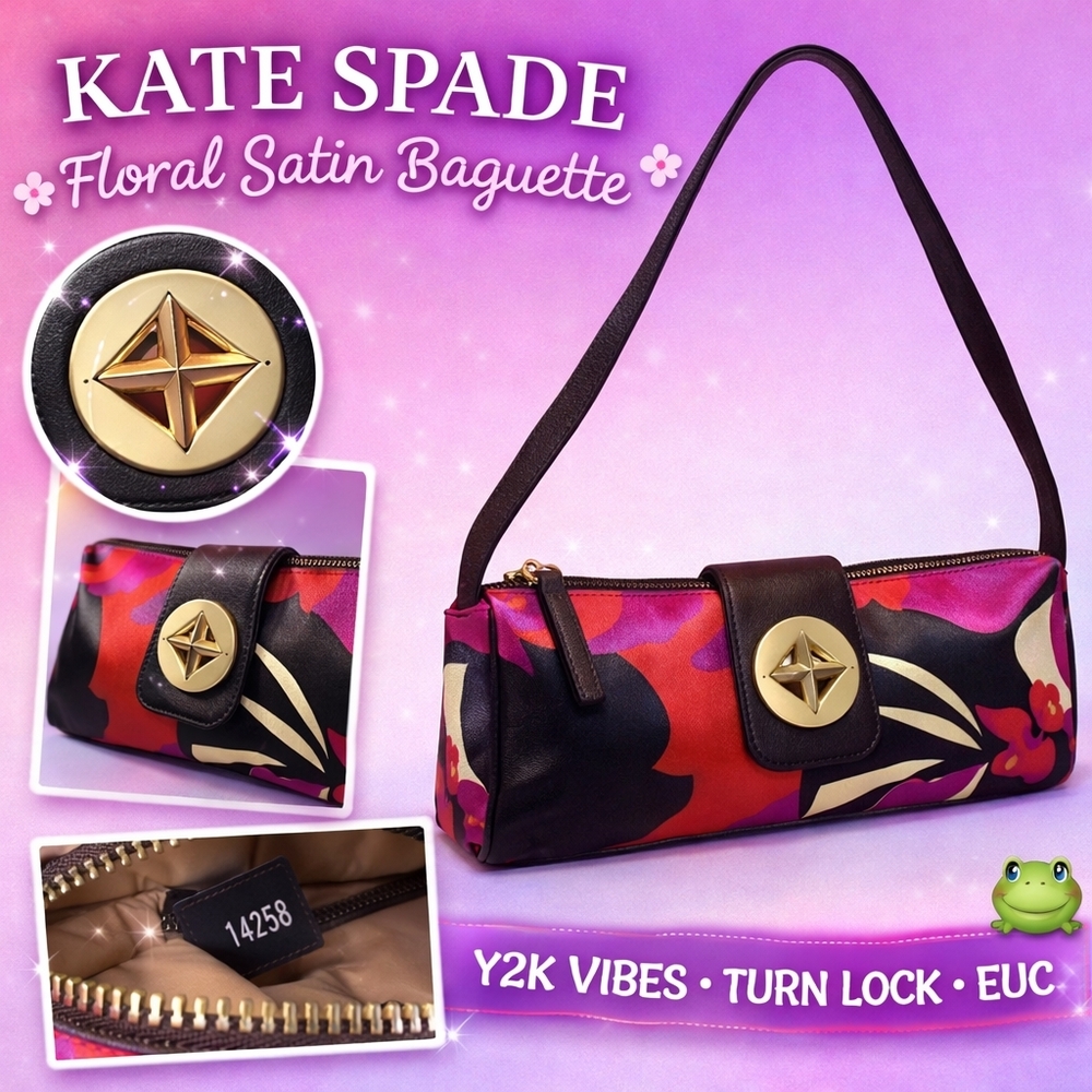 Kate Spade Vintage Floral Satin Shoulder Bag | Style 14258 | Turn Lock